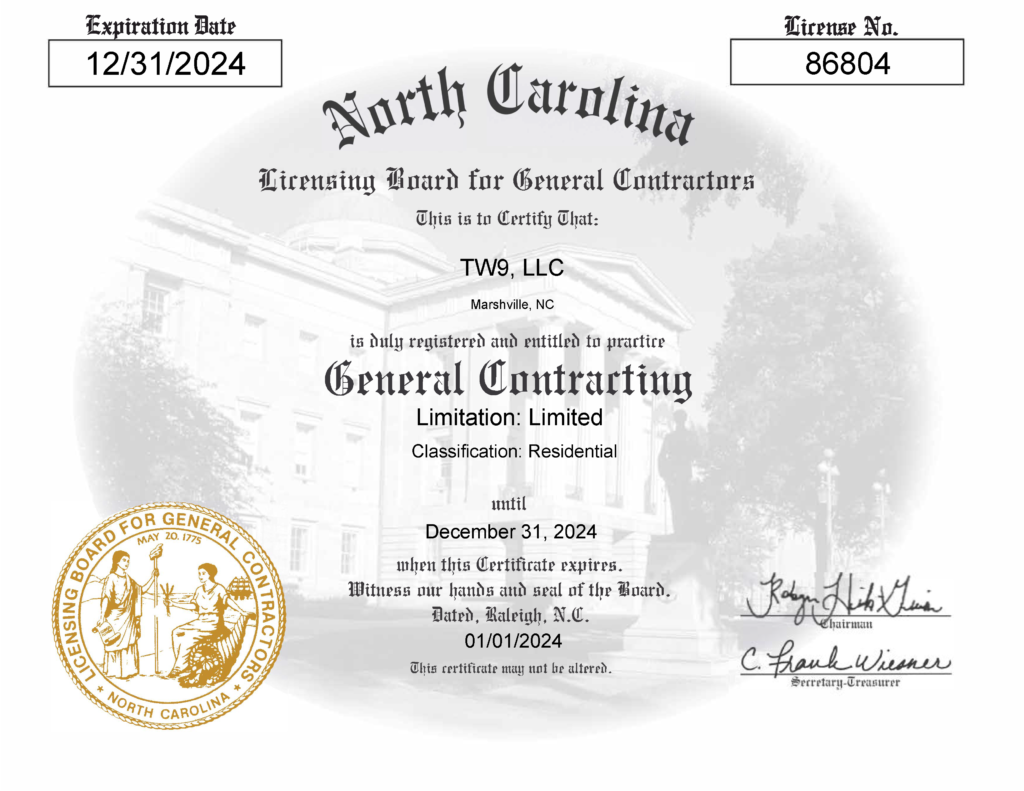 TW9, LLC GC License 2024