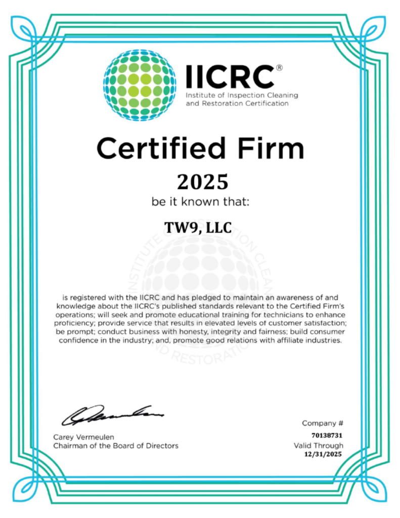 TW9, LLC - IICRC 2025 Certified Firm